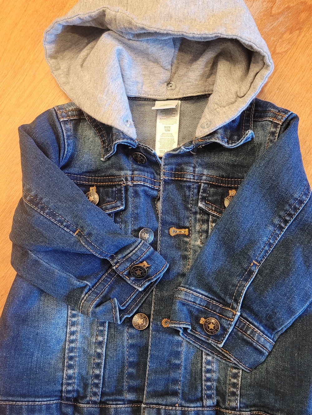 Kids Blue Denim Hooded Jacket - Brand Not Visible